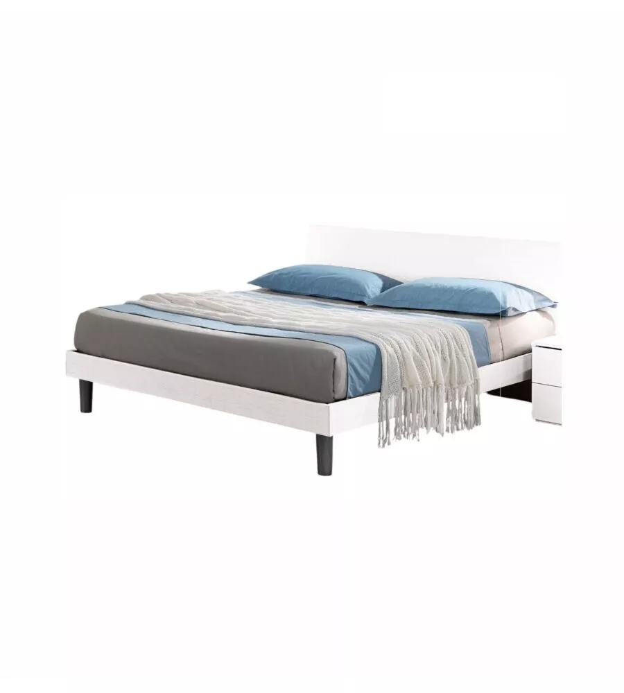 Letto matrimoniale "giotto" bianco graffiato, 170x193x87 cm